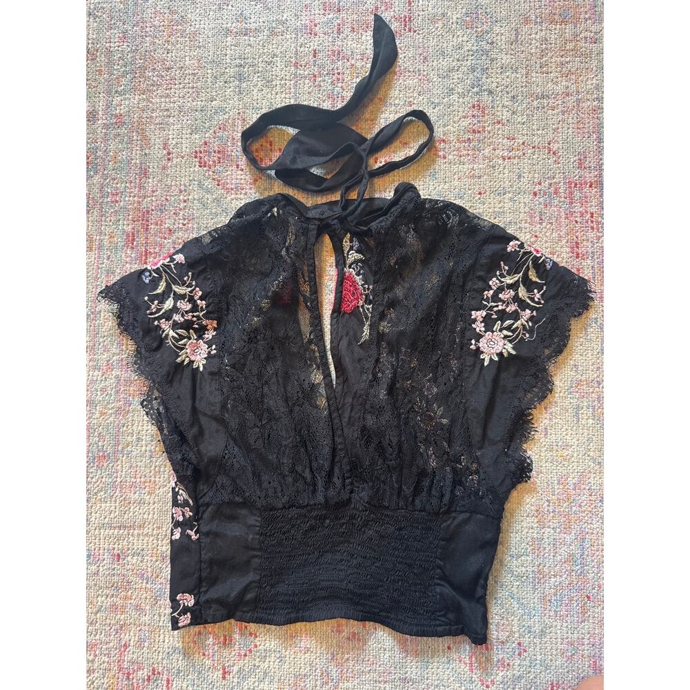 Free People Chiara Embroidered Top XS - Picture 7 of 8